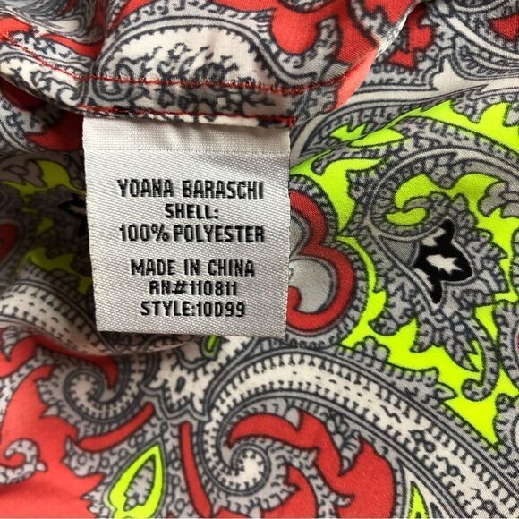 ANTHROPOLOGIE YOANA BARASCHI Paisley Print Shift Dress Long Trumpet Sleeve Large - Picture 8 of 12